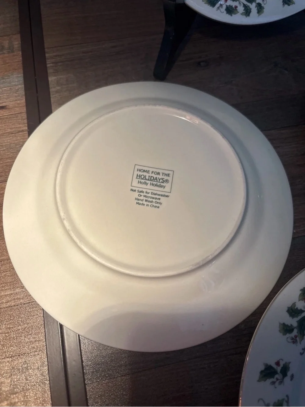 Corelle White Dinner Plates with Green Holly and Red Berry Border - Set of 4